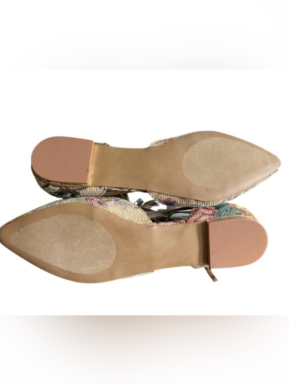 Steve Madden Walkie Flat Sz8.5 Floral Brocade Lace Up Point Toe Shoes Ankle Wrap - Picture 11 of 14
